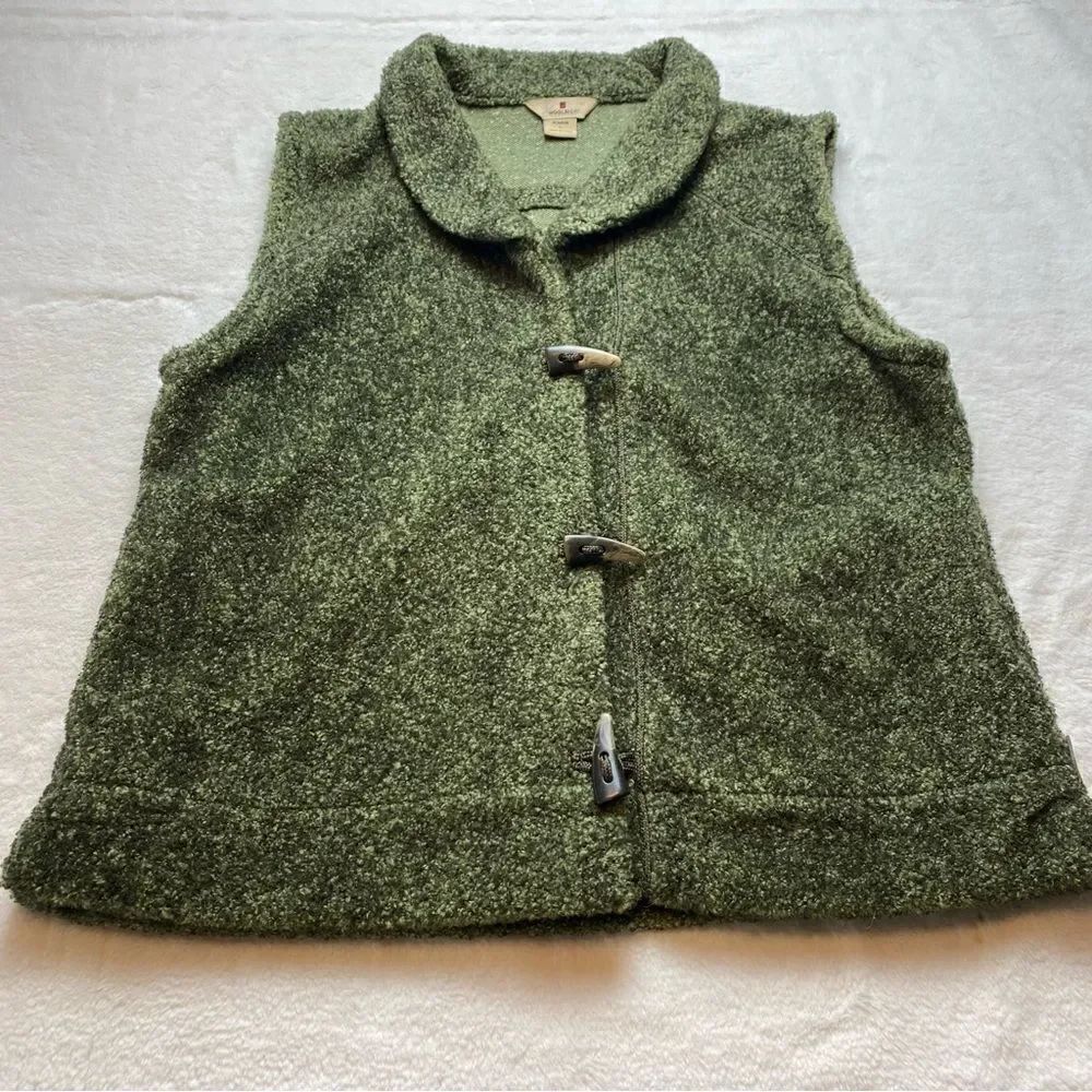 Woolrich Light Olive Heather Toggle Button Vest Size Large